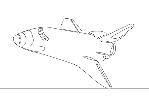 连续单线在航天飞机上绘制一条直线 — 图库矢量图片
