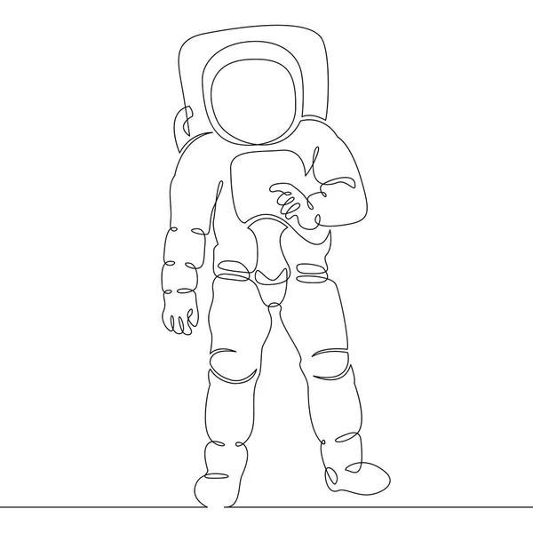 Kontinuální jediného nakreslené jeden řádek astronaut, kosmonaut ve vesmíru — Stockový vektor