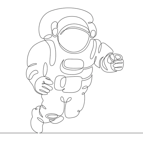 Un astronaute continu à une ligne, astronaute dans l'espace — Image vectorielle