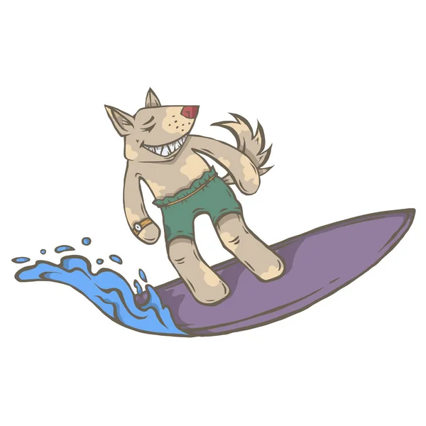 Personaggio animale surfista — Vettoriale Stock