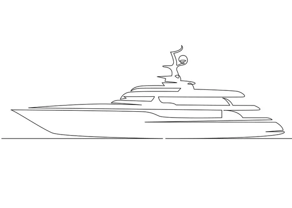 Continu een lijntekening van de zeilboot jacht moderne — Stockvector