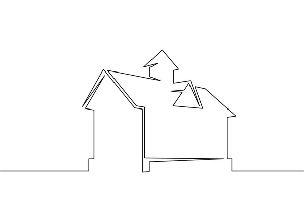 Jeden řádek návrhu loga agentury pro trh nemovitostí dům — Stockový vektor