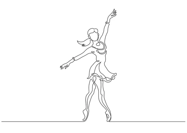 Continuous Line Art Drawing. Ballet Dancer ballerina. Vector Illustration — Stock Vector