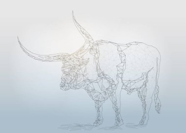 Boğa bufalo düşük Poli tel kafes izole