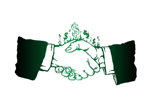 Linia handshake sylwetka symbol dolara — Zdjęcie stockowe
