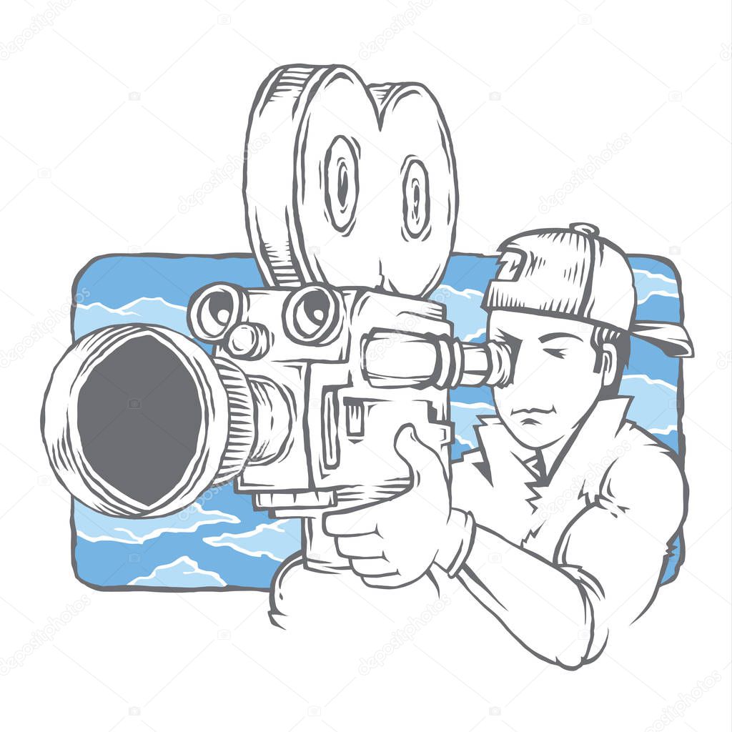 isolated camera cameraman