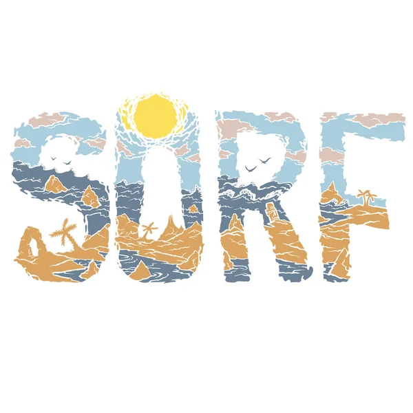 Logo napis serf sea krajobraz — Zdjęcie stockowe