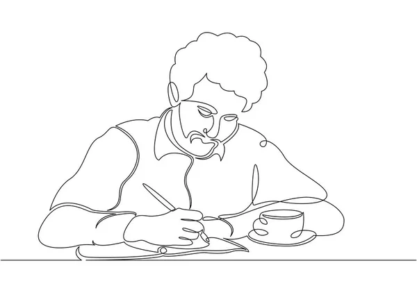 Непрерывный одиночный рисованный автор линии пишет работу, пишущая машинка, рукопись . — стоковый вектор