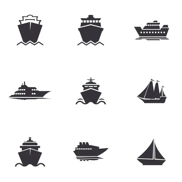 Πλοία, ναυτιλιακές εικονίδια — Διανυσματικό Αρχείο