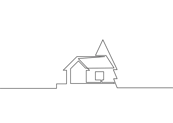 One line logo design of real estate house market agency — Stock Photo, Image