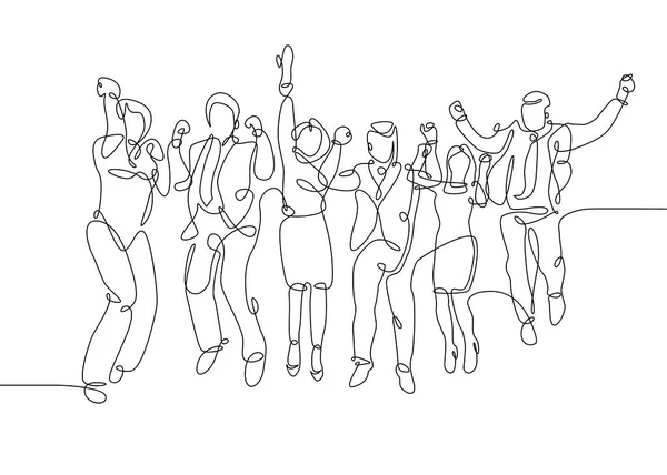 Continuous one drawn line of business team — Stock Photo, Image