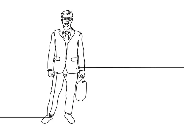 One line drawing businessman