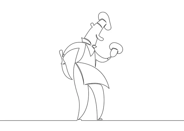 一个连续的唯一画线字符厨师厨师卡通 — 图库矢量图片