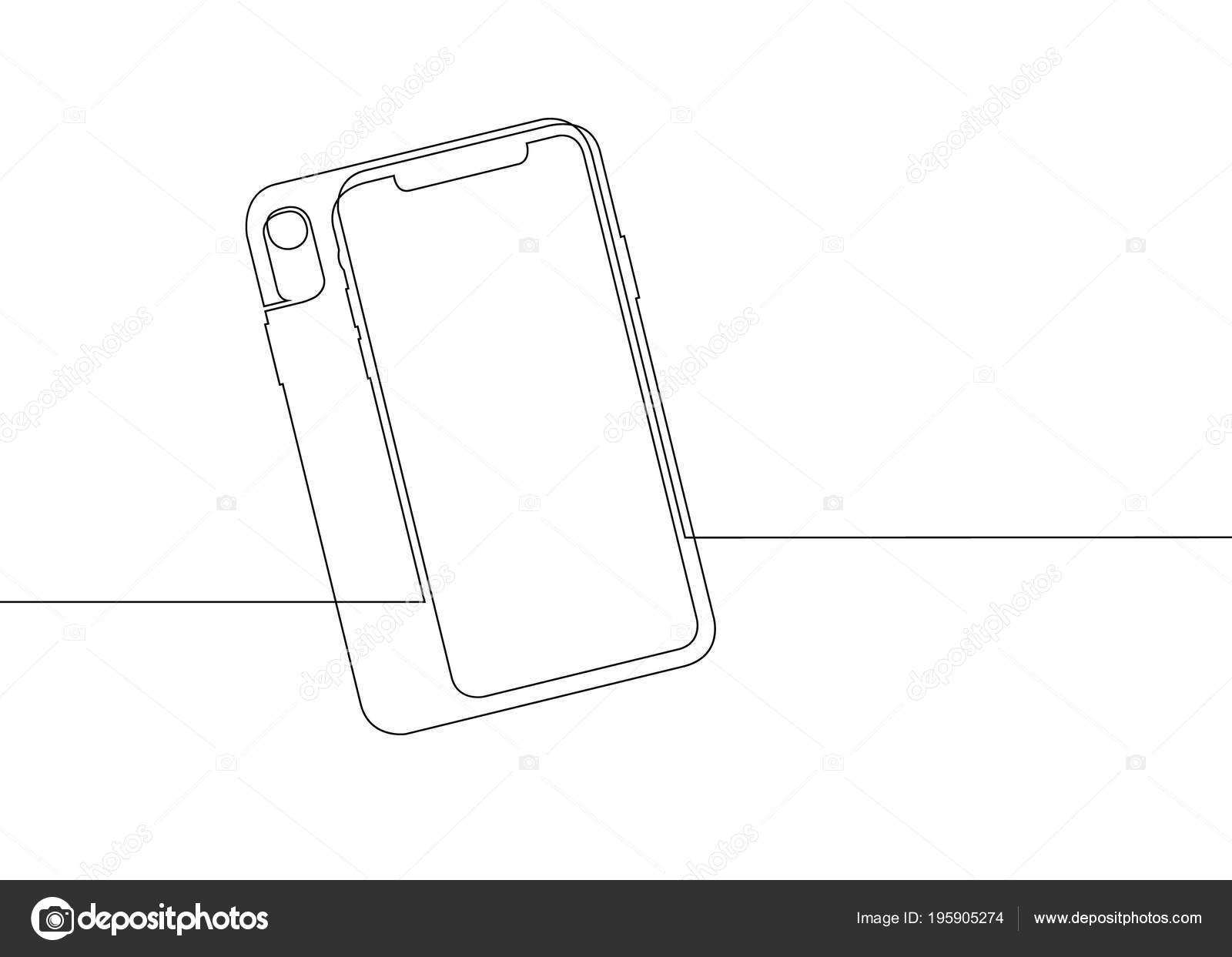 Dessin Au Trait Continu Dappareils Numériques Smartphone