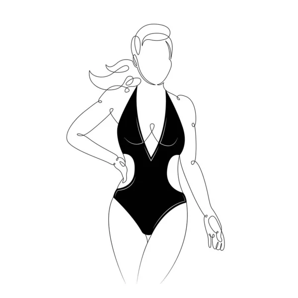 Mooi meisje in een badpak bikini — Stockvector