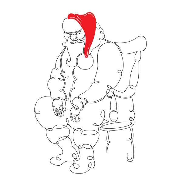 Linha minimalismo doodle Papai Noel —  Vetores de Stock