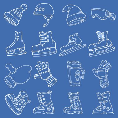 Doodle vektör izole kış sporları