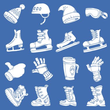 Doodle vektör izole kış sporları