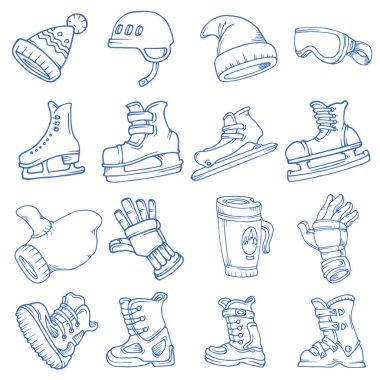 Doodle vektör izole kış sporları