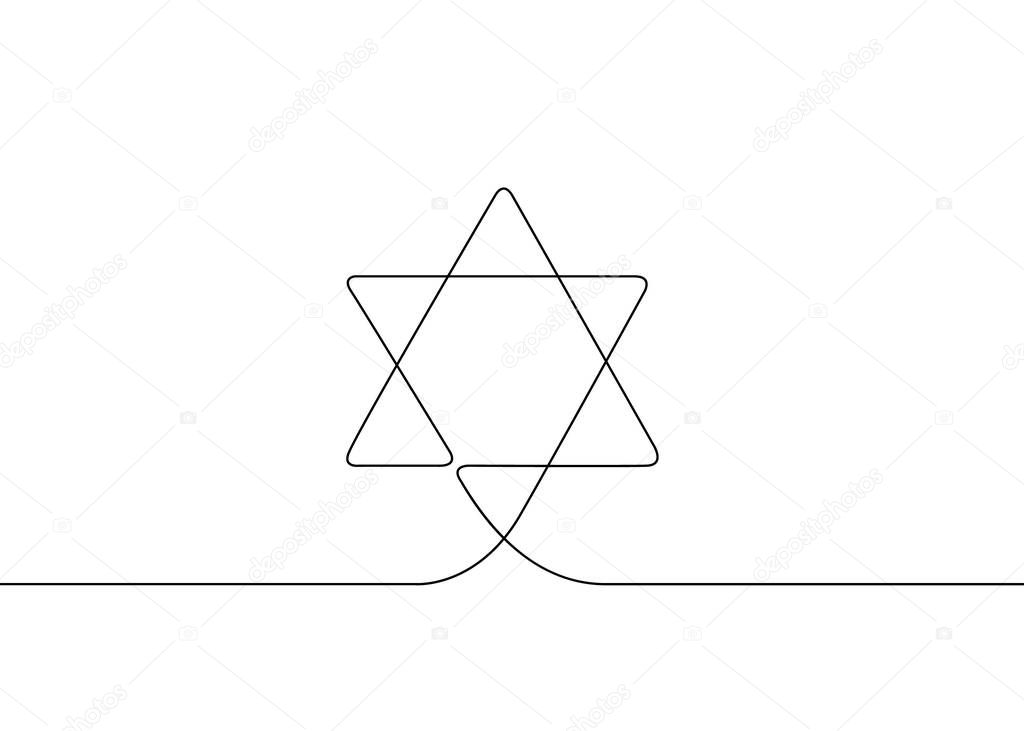 Continuous drawn one line of the symbol of religion.