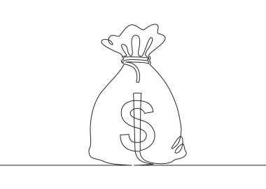 Sürekli bir çizilmiş tek satır para çantası