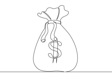 Sürekli bir çizilmiş tek satır para çantası