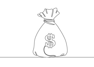 Sürekli bir çizilmiş tek satır para çantası