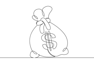 Sürekli bir çizilmiş tek satır para çantası