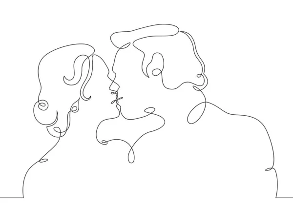 Kontinuerlig en trukket enkelt linje af romantisk kys - Stock-foto