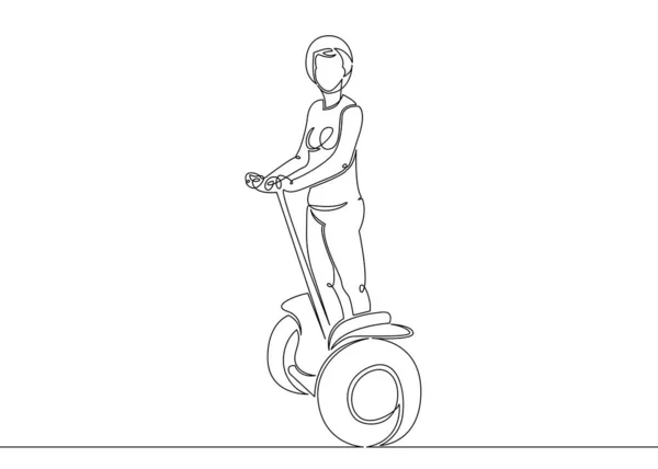 Sürekli tek çizilmiş bir sanat line elektrikli Segway — Stok fotoğraf