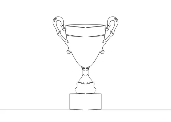 Continuous one drawn single line winning cup — Stock Photo, Image
