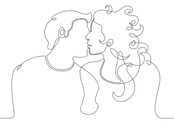 Continuous one drawn single line of romantic kiss — Stock Photo, Image