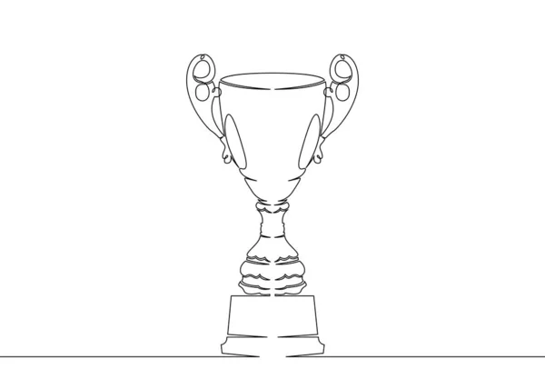 Continuous one drawn single line winning cup — Stock Photo, Image