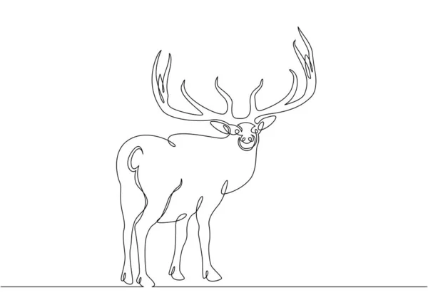 Continuous single drawn single line elk with horns — Stock Photo, Image