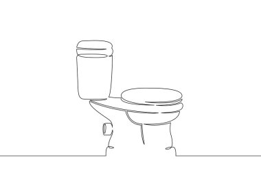Bir sürekli çizilmiş tek sanat hattı doodle kroki tuvalet