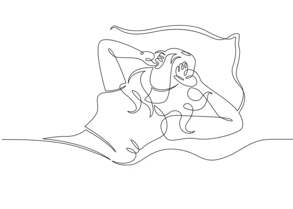 Un continuo disegnato singola linea d'arte scarabocchio schizzo personaggio ragazza — Foto Stock