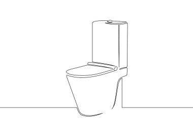 Bir sürekli çizilmiş tek sanat hattı doodle kroki tuvalet