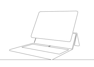 Bir sürekli tek çizilmiş çizgiyi sanat doodle bilgisayar mobil cihaz dizüstü