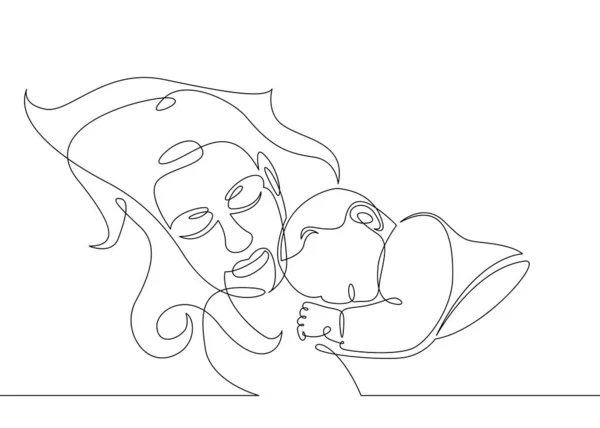 Un dibujo continuo de una sola línea de arte doodle sketch carácter madre —  Fotos de Stock