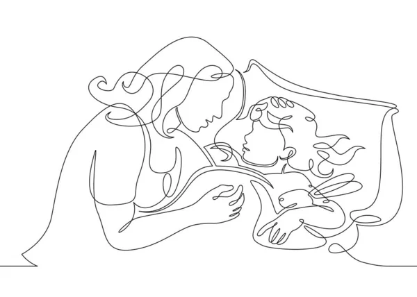 Μία συνεχής που μόνο τέχνη γραμμή doodle σκίτσο χαρακτήρα μητέρα — Φωτογραφία Αρχείου