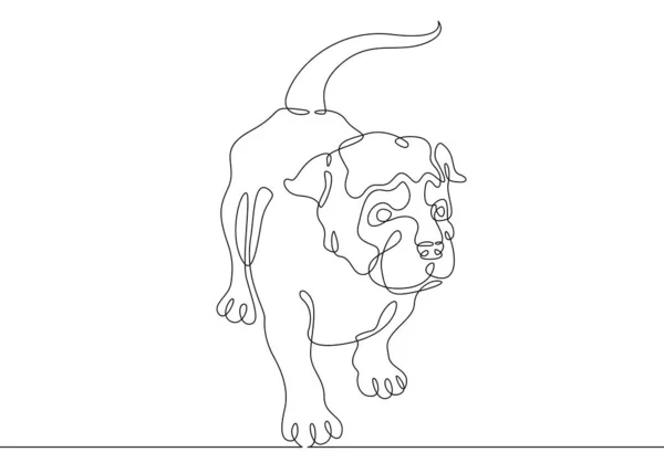 Un dibujo continuo de una sola línea de arte doodle bosquejo cachorro —  Fotos de Stock