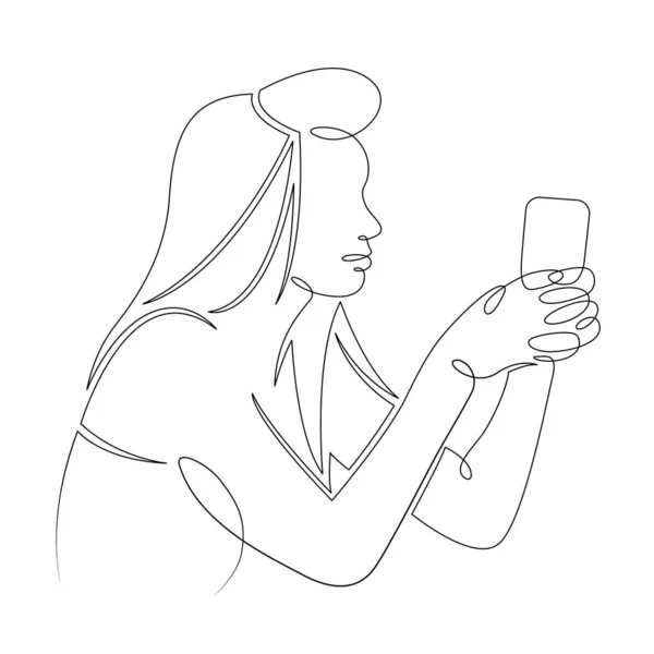 Vrouw meisje met telefoon apparaat — Stockvector