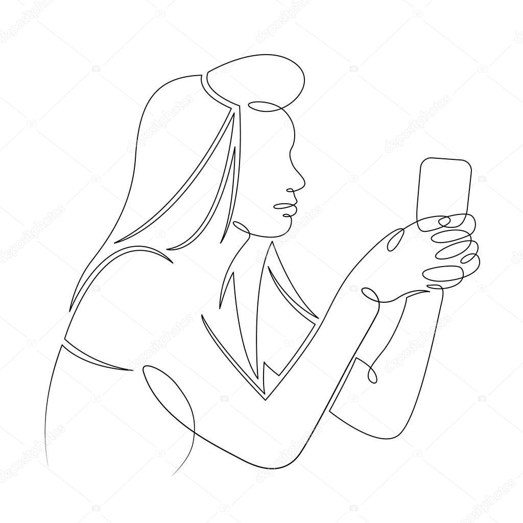 woman girl with phone device