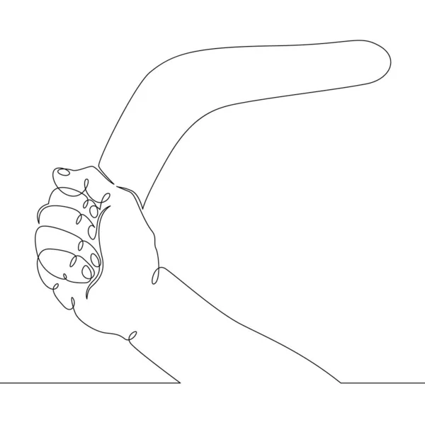 Hand holds an old australian boomerang — ストックベクタ