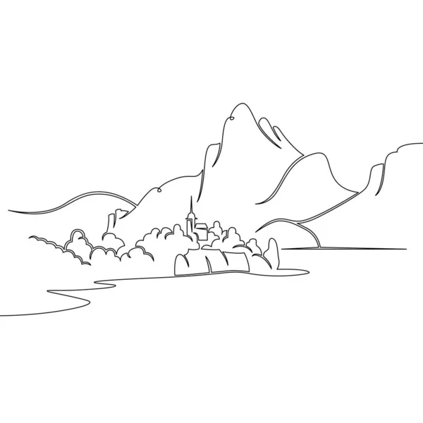 Autriche paysage des montagnes du lac — Image vectorielle