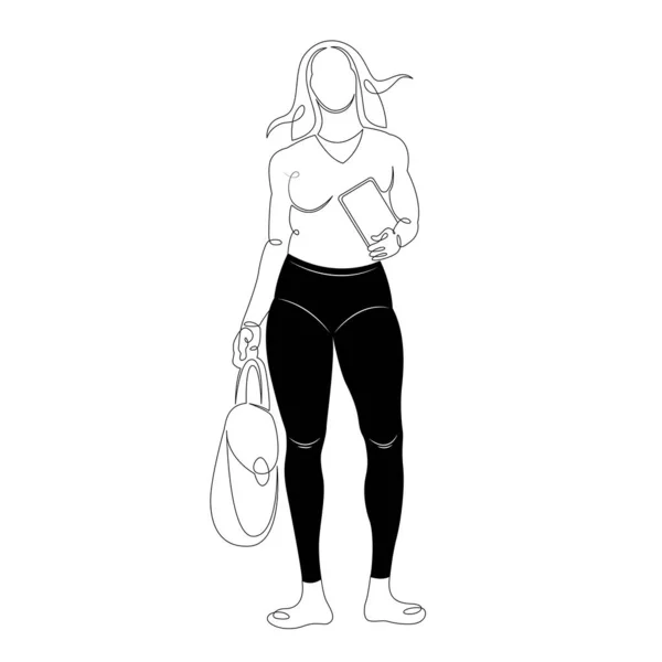 Vrouw in strakke zwarte broek — Stockvector