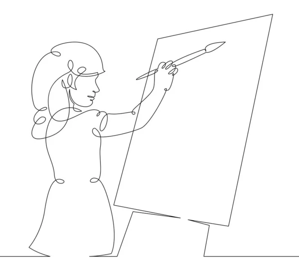 Kız, çizim, çocuk, küçük, çocuk, sanat, kalem, fırça — Stok fotoğraf