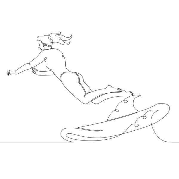 Mädchen springt vom Surfbrett — Stockfoto