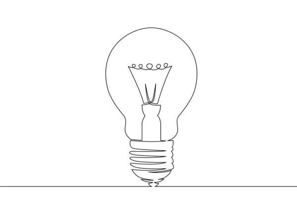 1つの連続した単一の引かれた線の芸術落書き球、アイデア、電気、ランプ — ストック写真