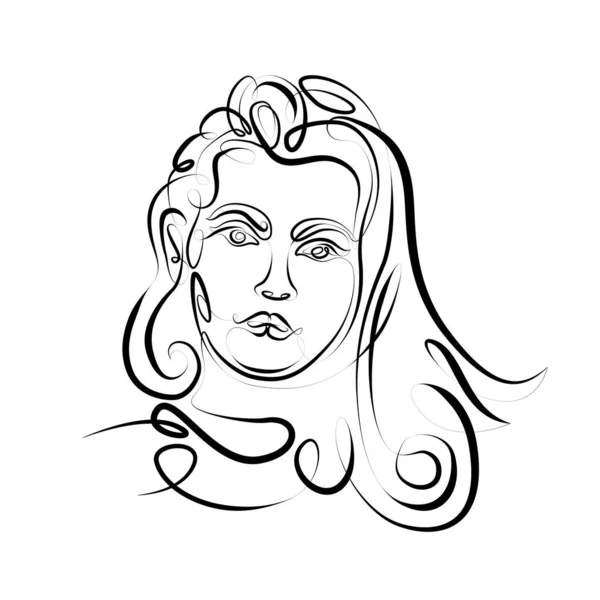 Lijn Art doodle curl patroon mooie vrouw portret — Stockfoto